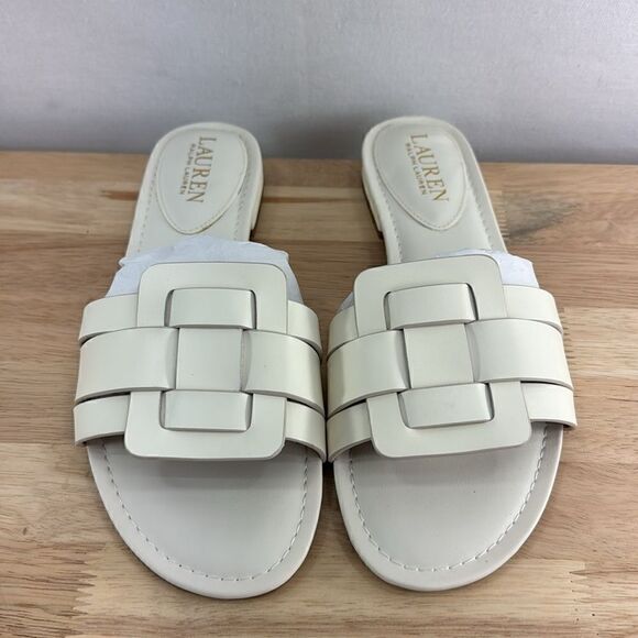 Lauren Ralph Lauren Emerey Leather Sandal- Cream- Size 7B- N IB - Picture 2 of 8